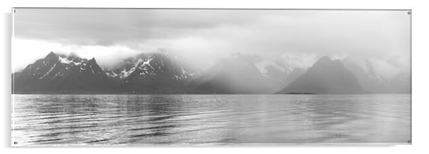 Stormy Lofoten island mountians Monochrome Acrylic by Sonny Ryse