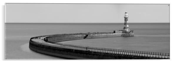 Roker Pier Lighthouse Black and white Acrylic by Sonny Ryse