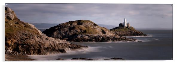 Mumbles Lighthouse Gower Coast Wales Acrylic by Sonny Ryse