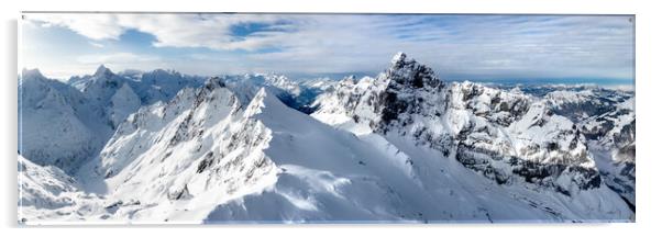 Titlis mountain Engelberg Uri Alps Switzerland aerial Acrylic by Sonny Ryse