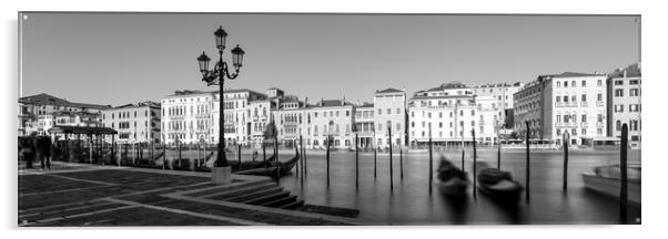 Venezia Venice Grand Canal Gondolas Italy Black and white 2 Acrylic by Sonny Ryse