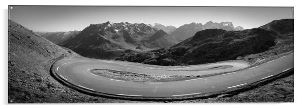 Col Du Galibier mountain pass Tour de France cycle road Alps Fra Acrylic by Sonny Ryse