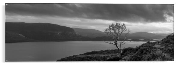 Loch Torridon Scottish HIghlands Black and white Acrylic by Sonny Ryse