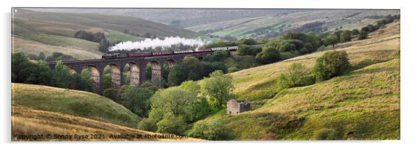 The Dalesman train yorkshire dent viaduct Acrylic by Sonny Ryse