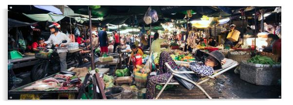 Cambodia street market siem reap Acrylic by Sonny Ryse