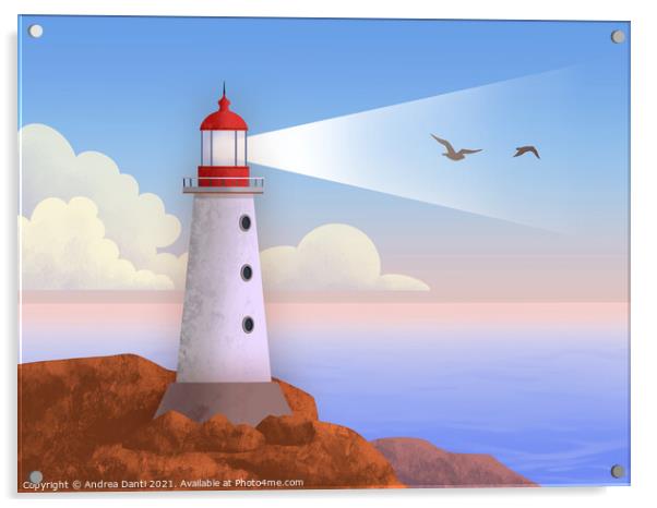 Pastel colors lighthouse Acrylic by Andrea Danti