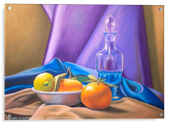 Still life with lemon and tangerines Acrylic by Andrea Danti