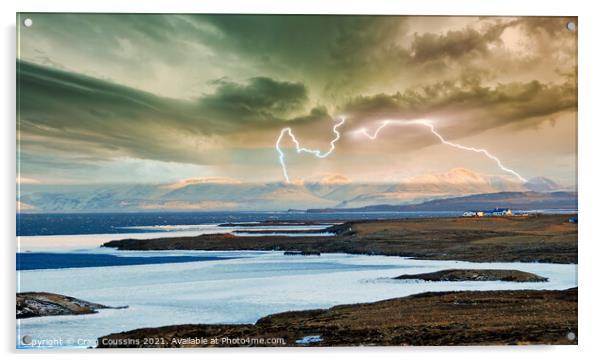 Lightning Storm over Husavik, Iceland Acrylic by Wall Art by Craig Cusins