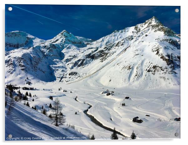 Snow Valley, Gastein, Graukogel, Austria Acrylic by Wall Art by Craig Cusins