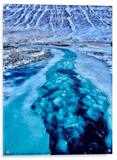 Frozen river in Iceland  Acrylic by Wall Art by Craig Cusins
