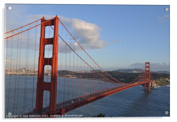 Golden Gate Bridge at Sunset Acrylic by Sam Robinson