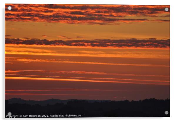Orange Striped Sunset Acrylic by Sam Robinson