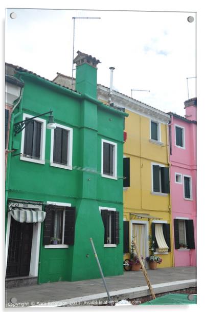 Colourful Canal-side, Burano Acrylic by Sam Robinson