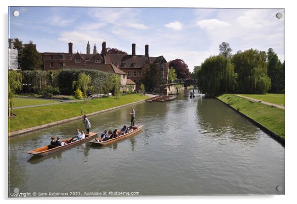 Punting on the River Cam Acrylic by Sam Robinson