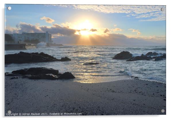 Sunset over Cape Town Beach  Acrylic by Adrian Paulsen