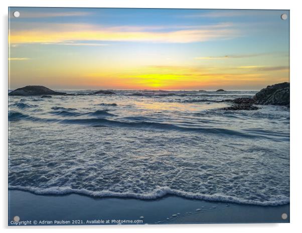 Sunset over Noordhoek Beach  Acrylic by Adrian Paulsen