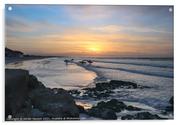 Sunrise at Surfers Corner in Cape Town  Acrylic by Adrian Paulsen