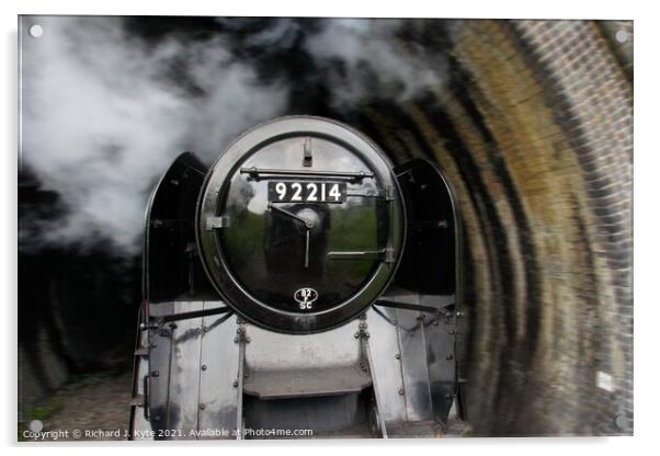 BR Class 9F no. 92214 enters Greet Tunnel, Gloucestershire Warwickshire Railway Acrylic by Richard J. Kyte