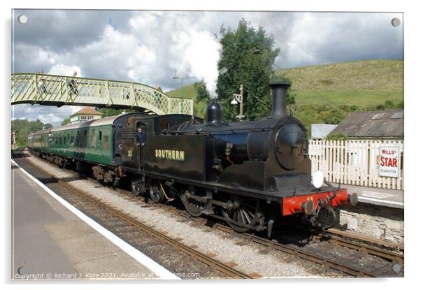 SR M7 Class no. 53 at Corfe Castle, Swanage Railway Acrylic by Richard J. Kyte