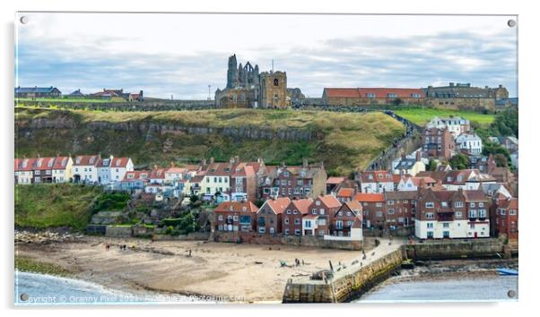 Whitby East Cliff Acrylic by Margaret Ryan