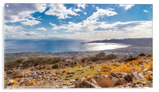 Overlooking the Serene Karystos Bay Acrylic by Margaret Ryan