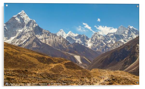 Trail to Lobuche Himalayas Acrylic by Margaret Ryan