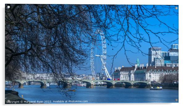 Westminster Bridge and the London Eye Acrylic by Margaret Ryan