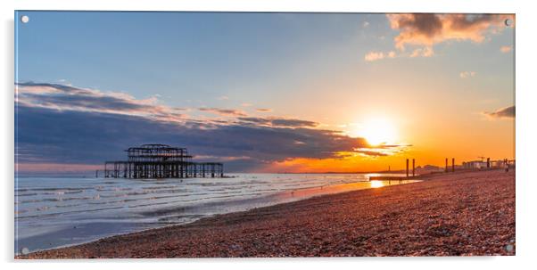 Brighton Beach Sunset Acrylic by Margaret Ryan