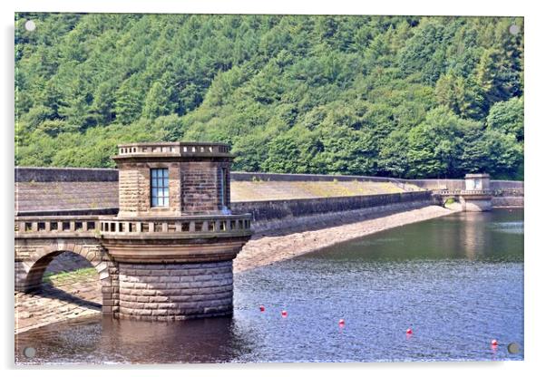 Ladybower reservoir dam Acrylic by Antony Robinson