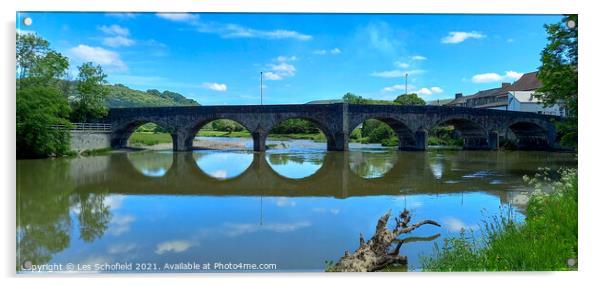 Bridge at bluith wells  on river wye Acrylic by Les Schofield