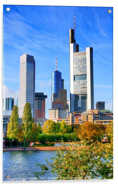 Majestic Frankfurt Skyline Acrylic by Les Schofield