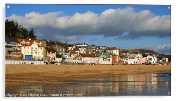 Lyme Regis Dorset Acrylic by Les Schofield