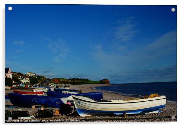 Budleigh Beach  Devon Acrylic by Les Schofield