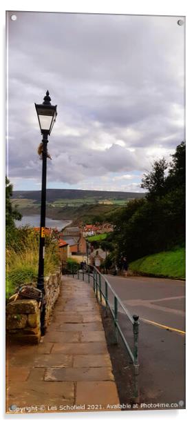 Robin Hood Bay  North Yorkshire from top of the hi Acrylic by Les Schofield