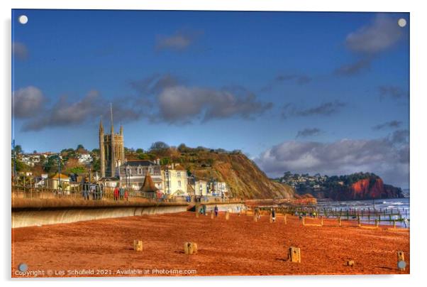 Majestic Teignmouth Beach Acrylic by Les Schofield