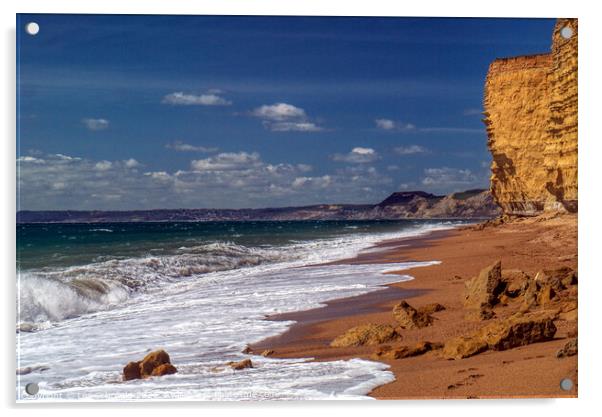 Jurassic Coast from Hive Beach Dorset Acrylic by Les Schofield