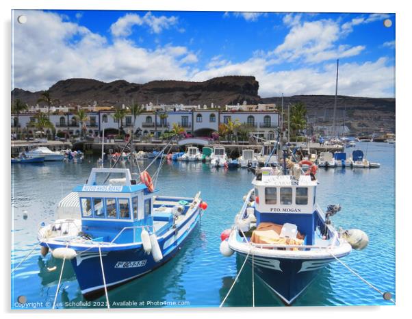Fishing Boats in Mogan Gran Canaria Acrylic by Les Schofield