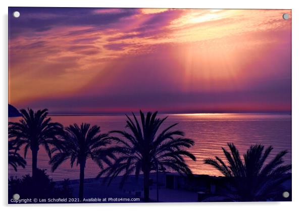 Sunset In Cala Bona Majorca Mallorca Acrylic by Les Schofield