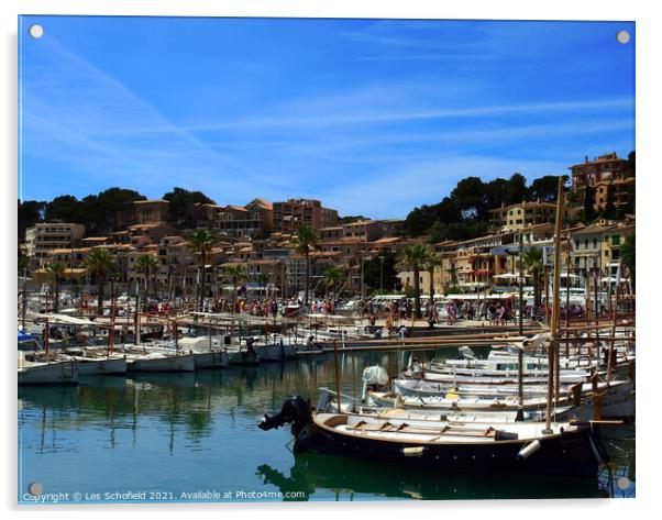 Port Soller Majorca Mallorca  Acrylic by Les Schofield