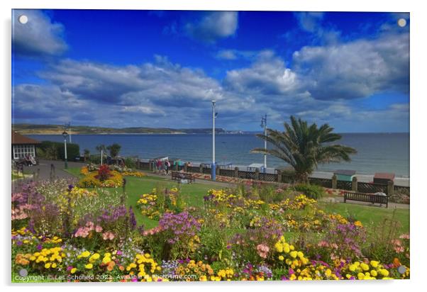 A Floral Haven Overlooking Weymouth Bay Acrylic by Les Schofield