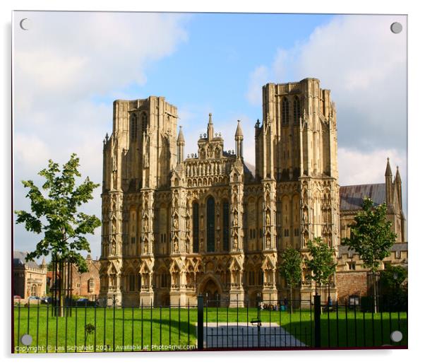 The Mighty Cathedral of Wells Acrylic by Les Schofield