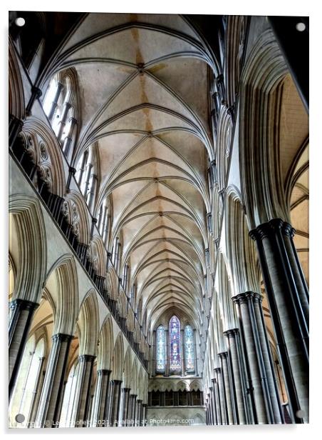 The naves  salisbury cathedral  Acrylic by Les Schofield