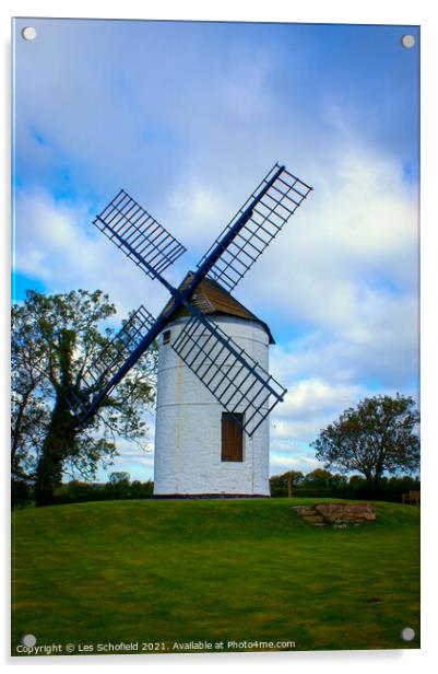 Ashton Windmill Somerset Acrylic by Les Schofield