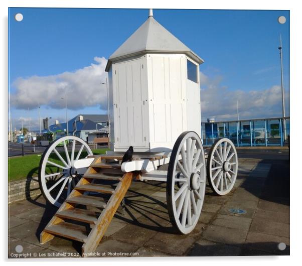 Weymouth bathing hut Acrylic by Les Schofield