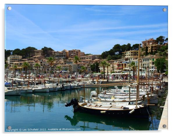 Port Soller Mallorca Acrylic by Les Schofield