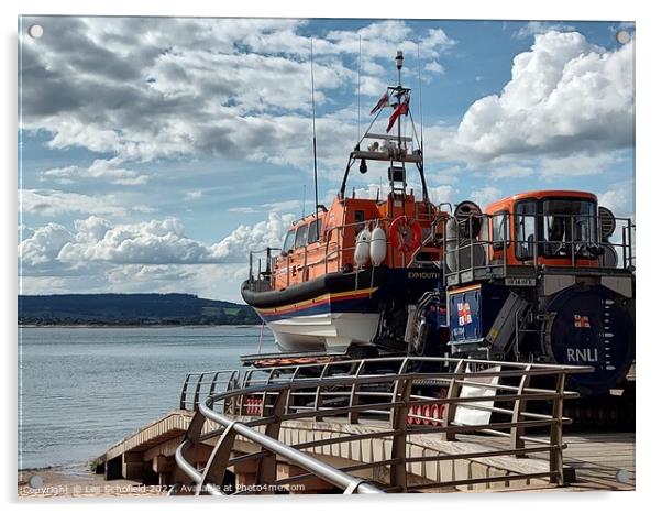 Exmouth lifeboat  Acrylic by Les Schofield
