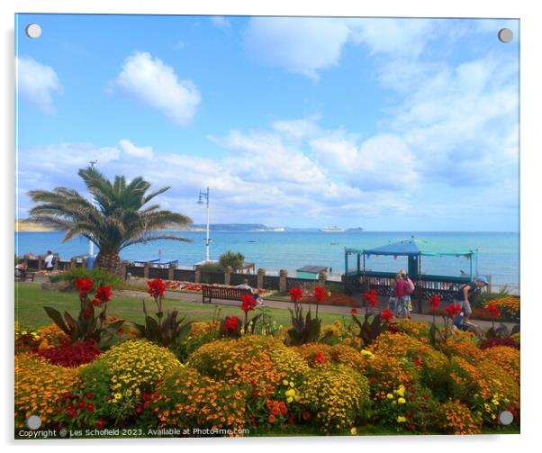 Stunning Weymouth Bay Panorama Acrylic by Les Schofield