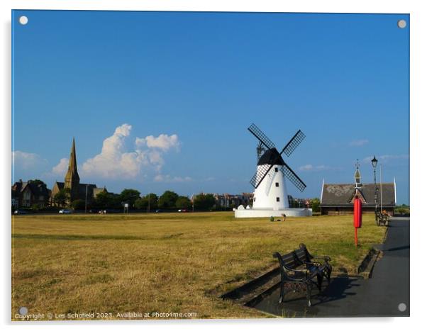 Majestic Lytham Windmill Acrylic by Les Schofield
