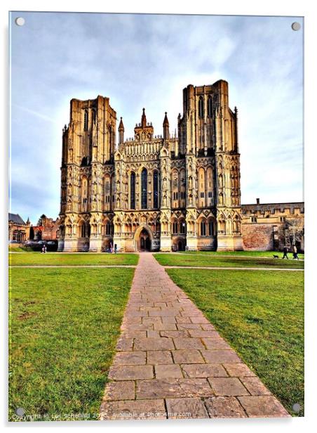 Majestic Wells Cathedral at Dusk Acrylic by Les Schofield