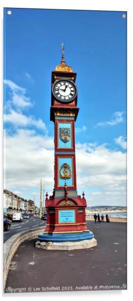 Jubilee tower clock Weymouth  Acrylic by Les Schofield
